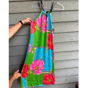 Trina Turk Floral Slip Dress Halter Tie Neck 4